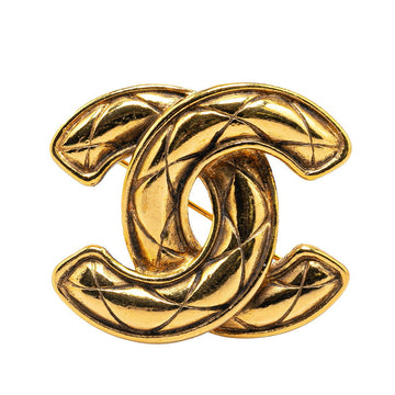 Top Quality Chanel   Coco Mark Matelasse Brooch Gold