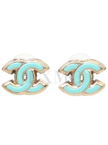 Earrings Tiffany Blue CC Logo Gold Chanel