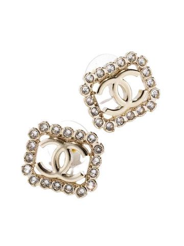 CC Logo Octagon Pendant Earrings Gold Chanel