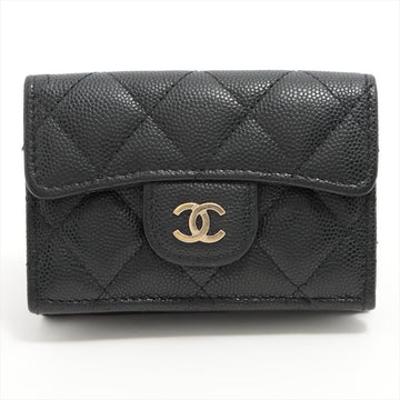 Top Quality Chanel Caviarskin Compact Wallet Black