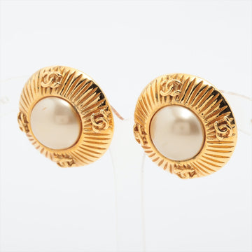 Top Quality Chanel Gold Pearl Clip On Earrings Costume Jewellery