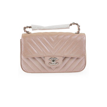 Top Quality Chanel Mini Rectangular Chevron Caviar Rose Gold Iridescent