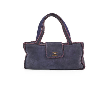 Top Quality Chanel   Suede Tote Navy