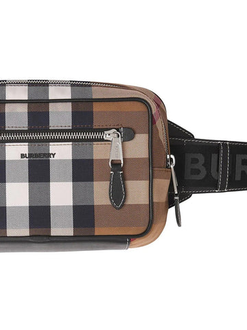 B-BERY CHECK PRINT CANVAS & LEATHER BELT BAG