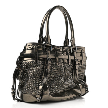 B-BERY ROWAN STUDDED METALLIC SATCHEL PEWTER