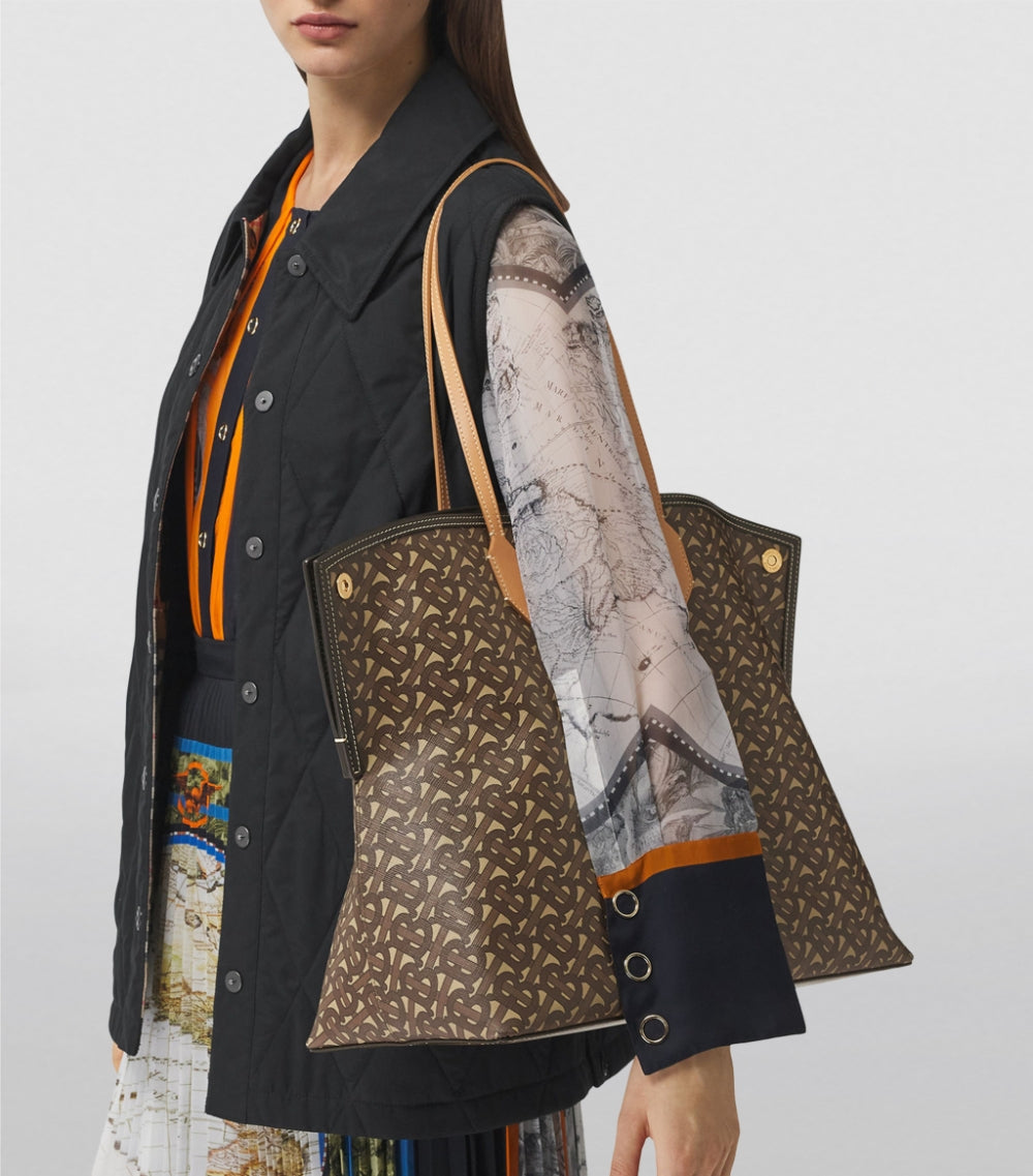 B-BERY TB MONOGRAM SOCIETY TOP HANDLE TOTE BAG