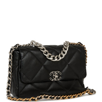 Top Quality Chanel Large 19 Flap Bag Black Lambskin Mixed Hardware