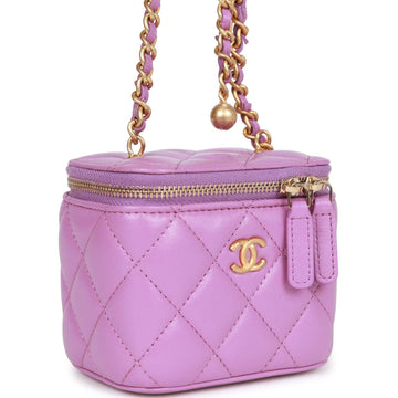 Top Quality Chanel Small Classic CC Vanity Case Purple Lambskin Gold Hardware