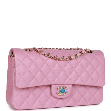 Top Quality Chanel Medium Classic Double Flap Bag Dark Pink Caviar Light Gold Hardware