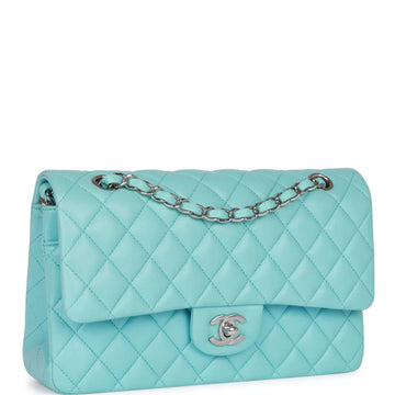 Top Quality Chanel Medium Classic Double Flap Bag Blue Lambskin Silver Hardware