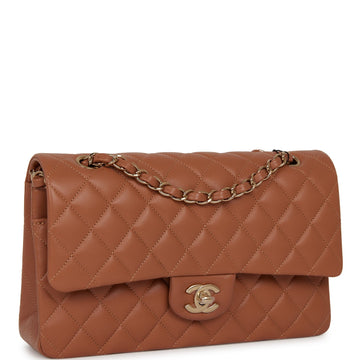 Top Quality Chanel Medium Classic Double Flap Bag Caramel Lambskin Light Gold Hardware