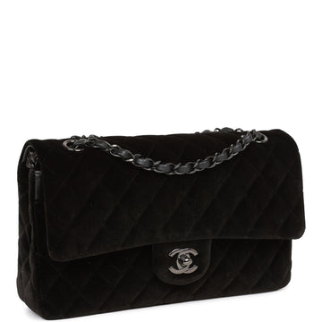 Top Quality Chanel Medium Classic Double Flap Bag Black Velvet Ruthenium Hardware