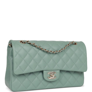 Top Quality Chanel Medium Classic Double Flap Bag Green Caviar Light Gold Hardware