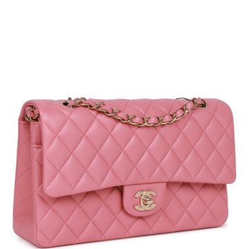 Top Quality Chanel Medium Classic Double Flap Bag Dark Pink Caviar Light Gold Hardware