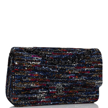 Top Quality Chanel Medium Classic Double Flap Bag Navy Tweed Black Hardware