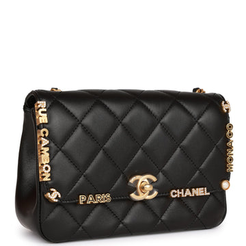 Top Quality Chanel Monaco Mini Flap Bag Black Lambskin Antique Gold Hardware