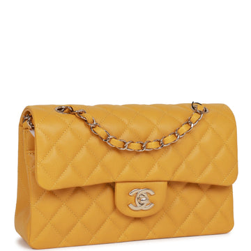 Top Quality Chanel Small Classic Double Flap Yellow Caviar Light Gold Hardware