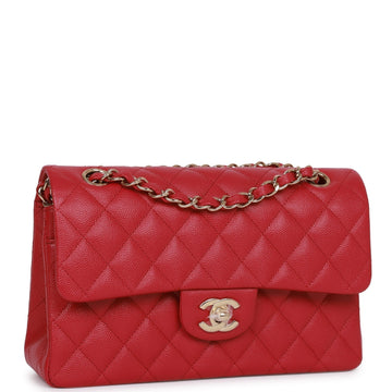 Top Quality Chanel Small Classic Double Flap Dark Pink Caviar Light Gold Hardware