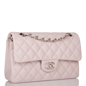 Top Quality Chanel Small Classic Double Flap Bag Light Purple Lambskin Silver Hardware