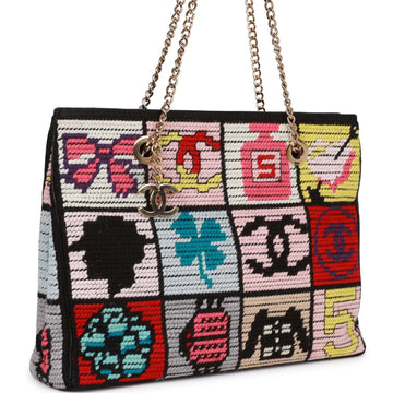 Top Quality Chanel Precious Symbols Needle Point Tote Multicolor Wool Gold Hardware