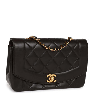 Top Quality Chanel Small Diana Flap Bag Black Lambskin Gold Hardware