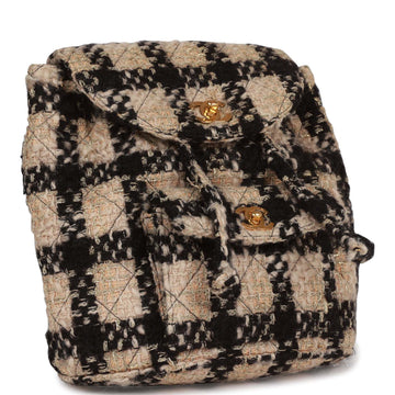 Top Quality Chanel Duma Backpack Beige and Black Tweed Gold Hardware