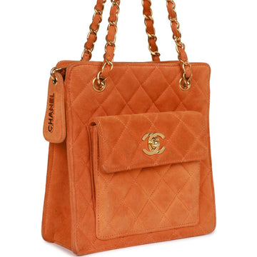 Top Quality Chanel Camera Bag Orange Suede Gold Hardware