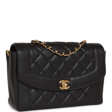 Top Quality Chanel Medium Diana Flap Bag Black Caviar Gold Hardware
