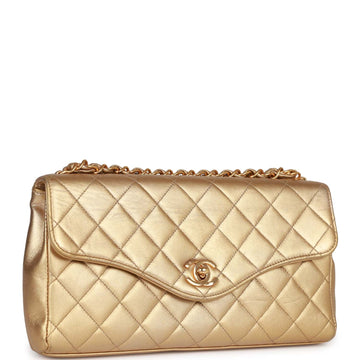 Top Quality Chanel Clutch Flap Bag with Handle Gold Metallic Lambskin Gold Hardware
