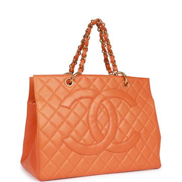 Top Quality Chanel Grand CC Timeless Tote Bag Orange Caviar Gold Hardware