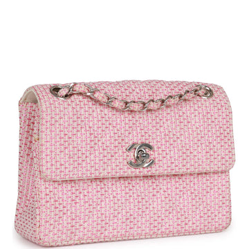 Top Quality Chanel Classic Mini Flap Bag Pink Tweed Silver Hardware