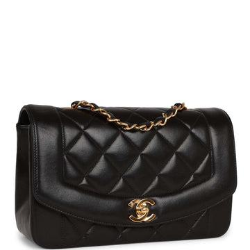 Top Quality Chanel Small Diana Flap Bag Black Lambskin Gold Hardware