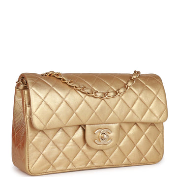 Top Quality Chanel Small Classic Double Flap Bag Gold Metallic Lambskin Gold Hardware