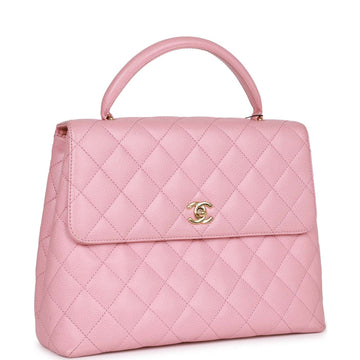 Top Quality Chanel Kelly Handle Flap Bag Pink Caviar Gold Hardware