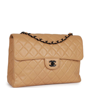 Top Quality Chanel Jumbo Single Flap Bag Caramel Lambskin Black Hardware