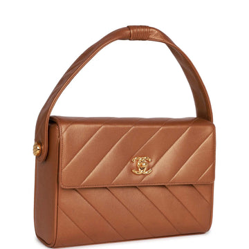 Top Quality Chanel Flap Bag Bronze Diagonal Quilted Calfskin Gold Hardware