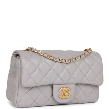 Top Quality Chanel Pearl Crush Mini Rectangular Flap Bag Light Grey Lambskin Antique Gold Hardware