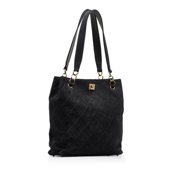 Black Top Quality Chanel Wild Stitch CC Suede Leather Tote