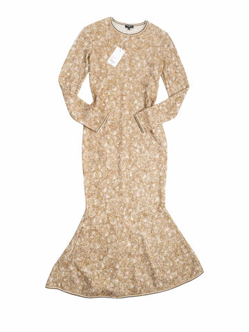 Top Quality Chanel 19A Runway CC Logo Lesage Knit Mermaid Long Dress Gold