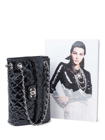Top Quality Chanel 2.55 Patent Leather Medium Flap Bag Black Silver