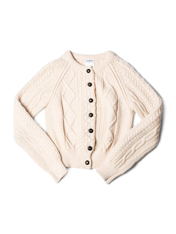 Top Quality Chanel CC Logo Cable Knit Cardigan Ivory