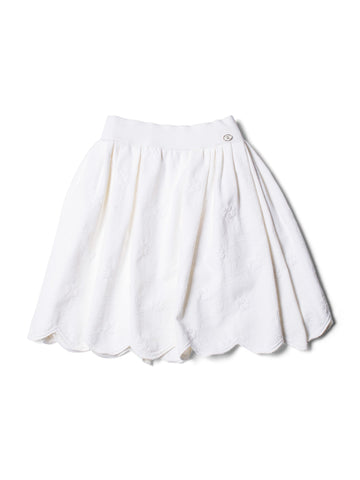 Top Quality Chanel CC Logo Camellia Knit Aline Mini Skirt White