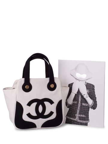 Top Quality Chanel CC Logo Canvas Leather Bag Black White