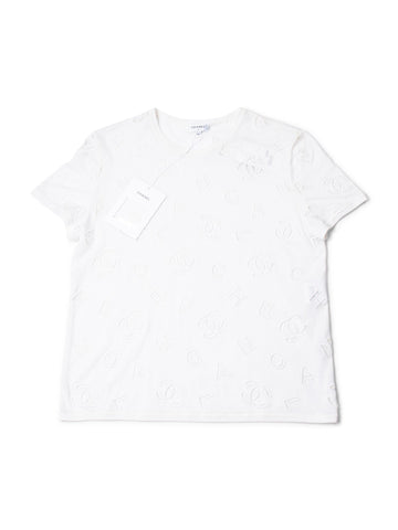 Top Quality Chanel CC Logo Cotton Eyelet Embroidered T-Shirt White