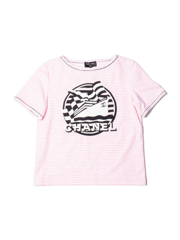 Top Quality Chanel CC Logo Cotton Terrycloth La Pausa T-Shirt Unisex Pink