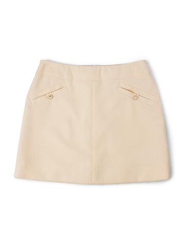 Top Quality Chanel CC Logo Front Pocket Mini Skirt Ivory