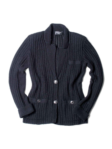 Top Quality Chanel CC Logo Knitted La Pausa Jacket Black