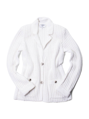 Top Quality Chanel CC Logo Knitted La Pausa Jacket White