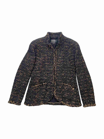 Top Quality Chanel CC Logo Lesage Tweed Fringe Aline Jacket Black