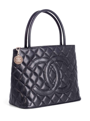 Top Quality Chanel CC Logo Quilted Caviar Leather Bag Black